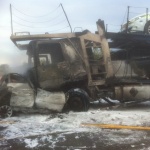 Запалил се камион Испания Запалил се камион Испания