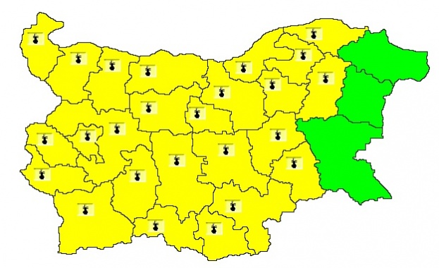 Жълт код за опасно високи температури е в сила за