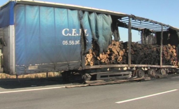 Тежкотоварен камион пламна в движение рано тази сутрин на автомагистрала