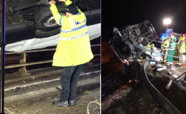 Британски полицай спаси товарен минибус от падане от мост държейки