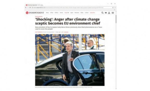 Авторитетният британски Индипендънт пише Новият председател на съвета по околна