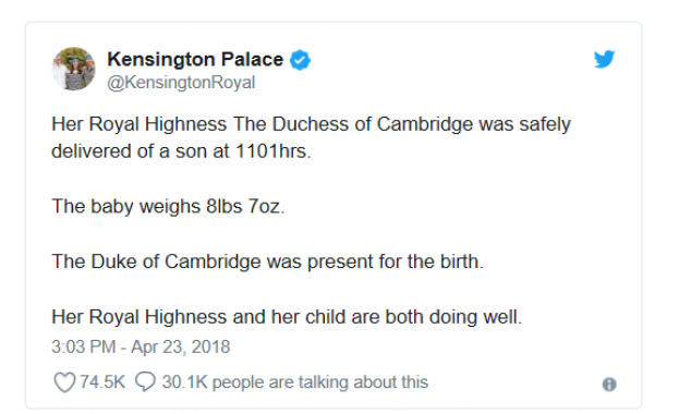 Роди се третото дете на Кейт Мидълтън и принц Уилям