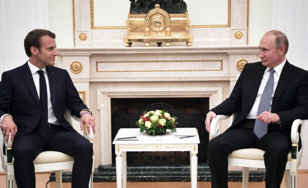 Френският президент Еманюел Макрон който бе приет в Кремъл два