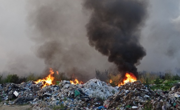 Гори сметището на община Кочериново намиращо се край кръговото кръстовище