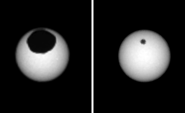Марсоходът на НАСА Кюриосити успя да заснеме две слънчеви затъмнения