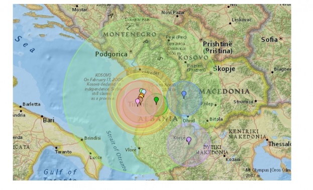 Трус с магнитуд 6 4 и мощни вторични трусове разтърсиха Албания