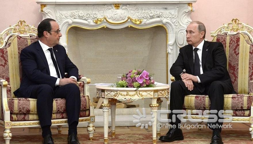Среща на руския и френския президенти Владимир Путин и Франсоа Оланд. Ереван, 24 април