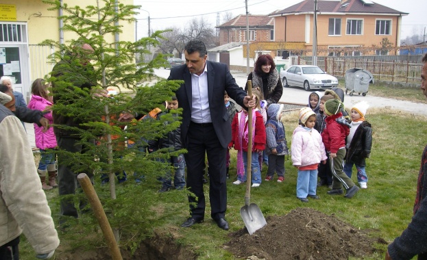 Кметът на Марица в ролята на Дядо Коледа – даря елхи в общината  