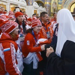 Патриарх Кирил подари на руските спортисти икона на  Св. преп. Сергий Радонежски