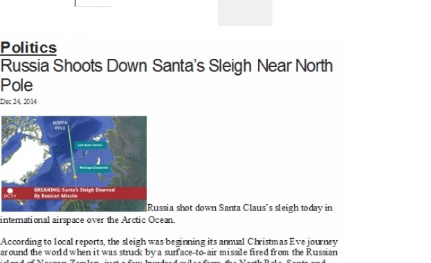 Вест от US-медии: Руска ракета уби Дядо Коледа