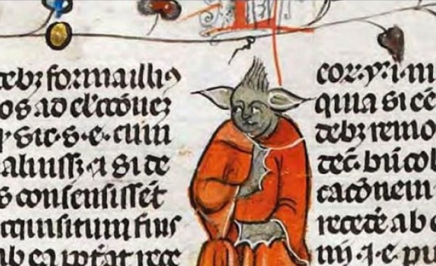 Йода от „Междузвездни войни” в средновековен ръкопис