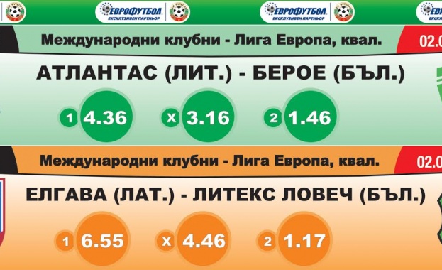 „Еврофутбол": Литекс и Берое са фаворити в Лига Европа, Григор Димитров - във втория кръг на „Уимбълдън"