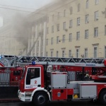 Пожар в министерството на отбраната в Москва (видео)
