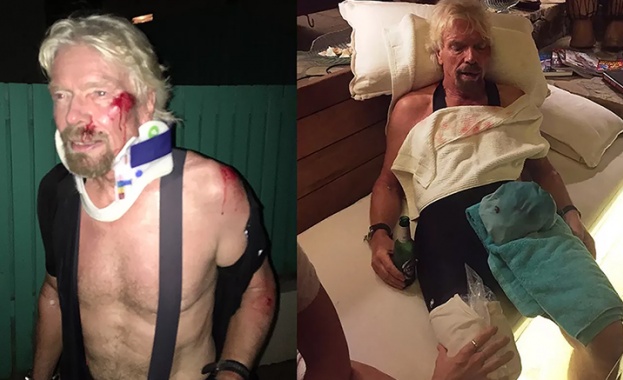 Ричард Брансън претърпял инцидент с велосипед, разминал се на "косъм от смъртта"