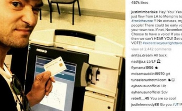 Затвор грози Джъстин Тимбърлейк, направи си селфи в избирателната секция 