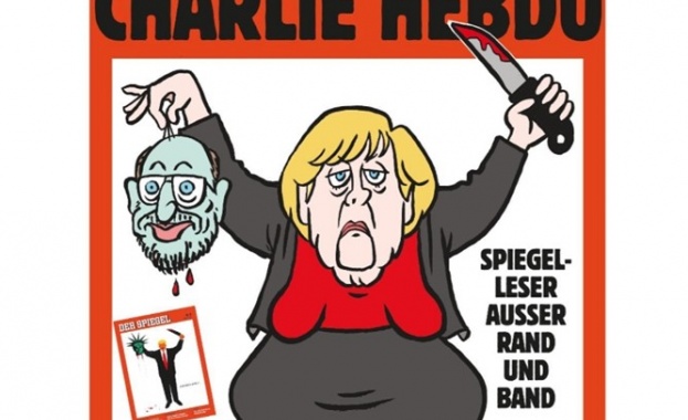 "Шарли Ебдо": Меркел с отрязаната глава на Мартин Шулц