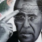 В Москва се появи графит с лика на Лавров