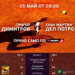 Григор Димитров срещу Дел Потро нa живо днес по Mtel Sport 1
