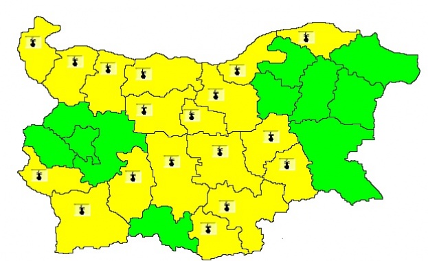 Жълт код е обявен в 18 области заради опасно топло време