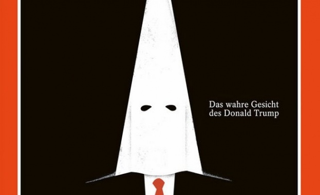В Германия изобразиха расиста Тръмп с качулка на ку-клукс-клан