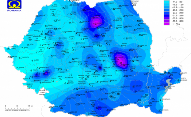Термометърът удари минус 49 градуса в Румъния