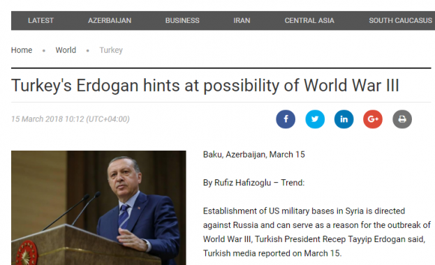 Ердоган намекна, че е възможно да избухне Трета световна война