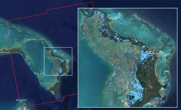 НАСА картографира наводненията на Бахамите след урагана Дориан
