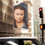 Кобре нарисува огромен портрет на Грета Тунберг в Сан Франциско