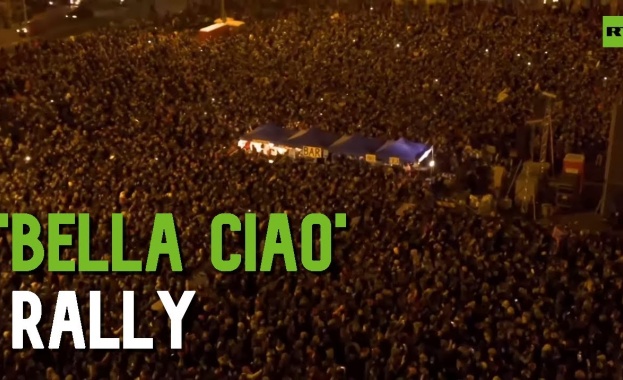40 000 пяха „Bella Ciao” на митинг на антифашисти в Италия (Видео)