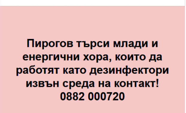 Пирогов търси млади и енергични хора които да работят като