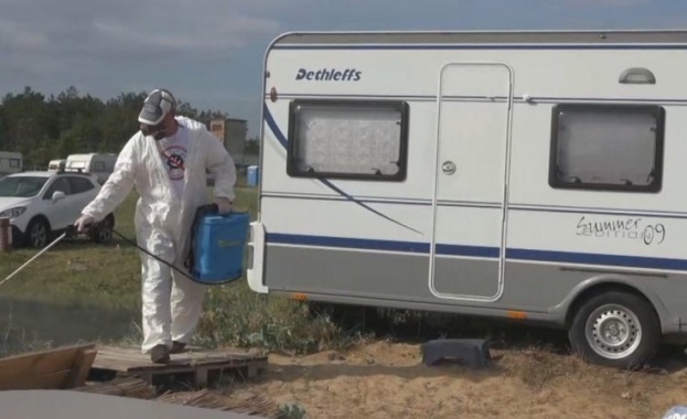 Тази сутрин започна дезинфекцията на кайткъмпинг Градина край Созопол Това