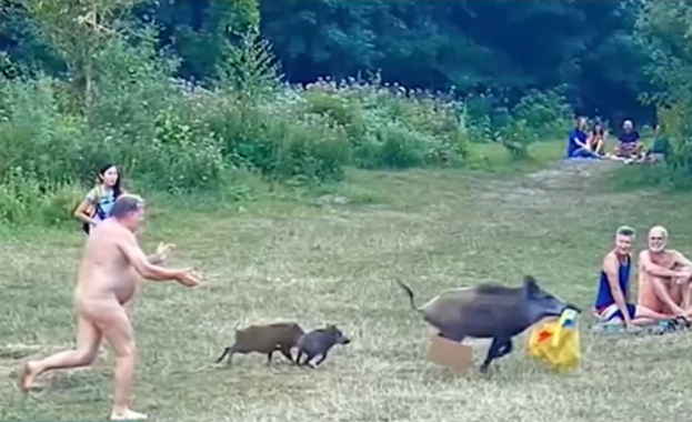 Мъжът беше заснет как гони животното Гол германец предизвика усмивки