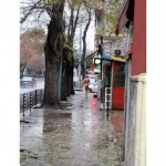 Гол мъж тича в дъжда по централен пловдивски булевард