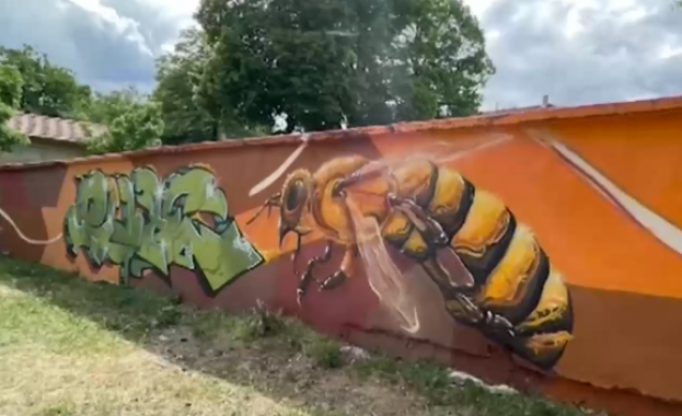 Нарисуваха 30-метрова Стена на пчелите в София
