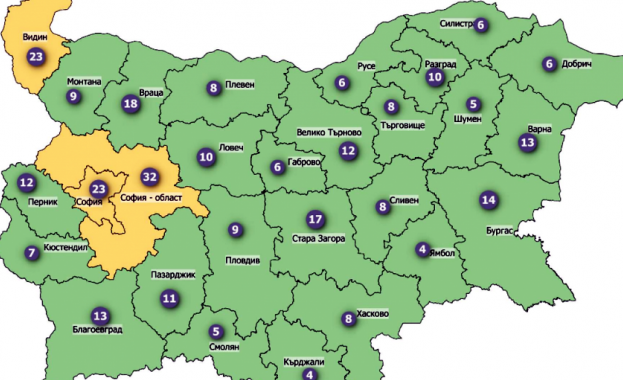 Три области остават в жълтата зона по разпространение на COVID 19