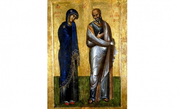 Двустранната икона Св Богородица Катафиги и св Йоан Богослов и