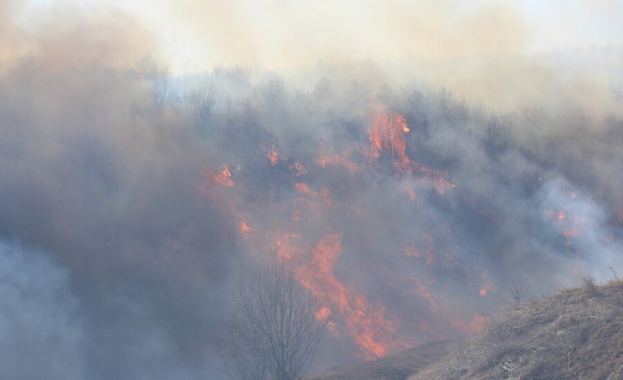 Продължава гасенето на пожара над село Елшица