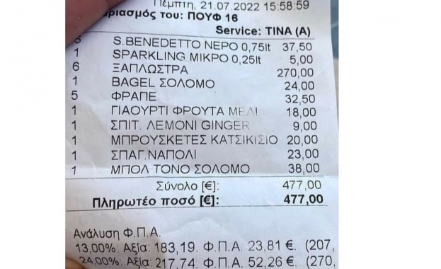 Снимка на касова бележка от Гърция подлуди мрежата видя