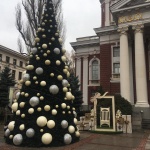 Грейна елхата пред Народния театър 