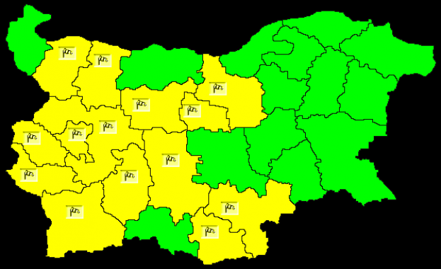 В 14 области в страната за днес е обявено предупреждение
