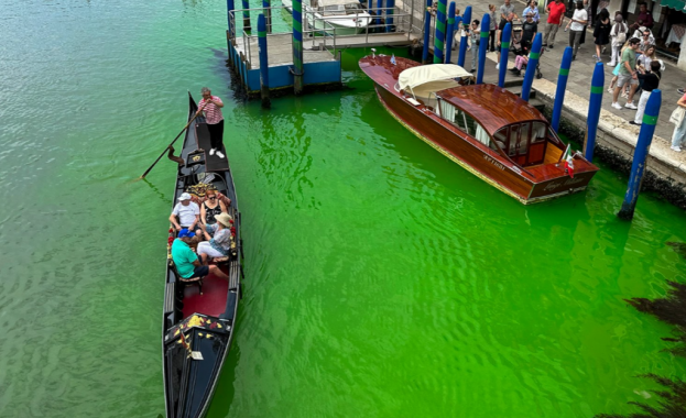 Водата в Канале Гранде във Венеция позеленя