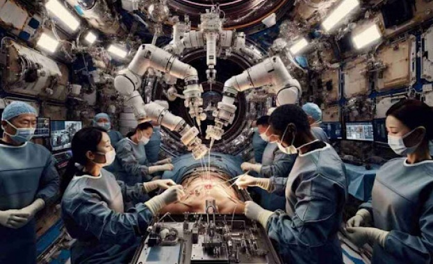 Малък хирургически робот контролиран от Земята демонстрира техника използвана при