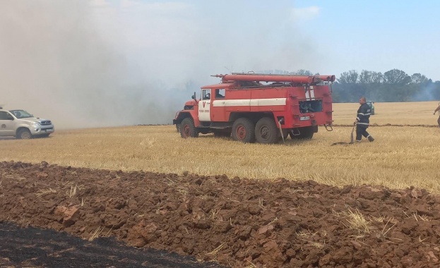 Пожар е пламнал по време на жътва в петък към