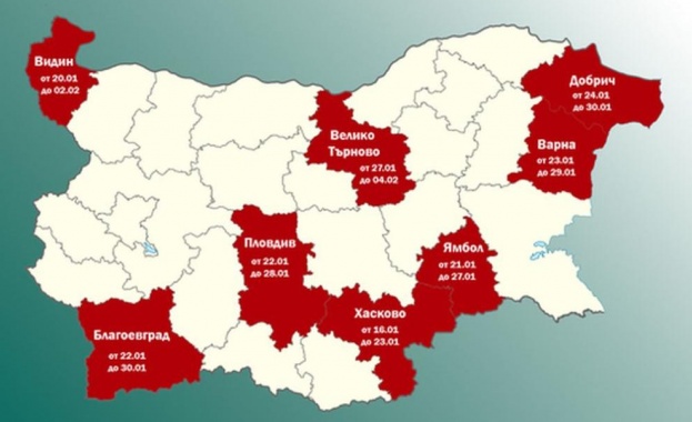 Грипна епидемия е обявена за осем области в страната