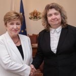 Председателят на Народното събрание Наталия Киселова разговаря с управляващия директор на Международния валутен фонд Кристалина Георгиева