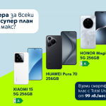 Премиум план от Yettel в комплект с топ смартфони на цена от 99 лв. на месец