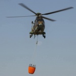 Хеликоптер Ми-17 от състава на ВВС участват в гасенето на пожара в Рила