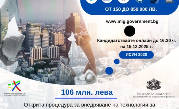 Министерството на иновациите и растежа отвори за кандидатстване мярка за