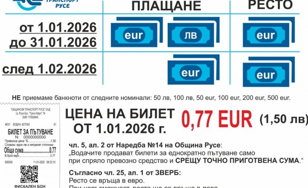 Градският транспорт в Русе ще бъде безплатен до 3 януари