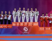 Ансамбълът на България спечели бронзов медал в многобоя на Световната купа по художествена гимнастика в София